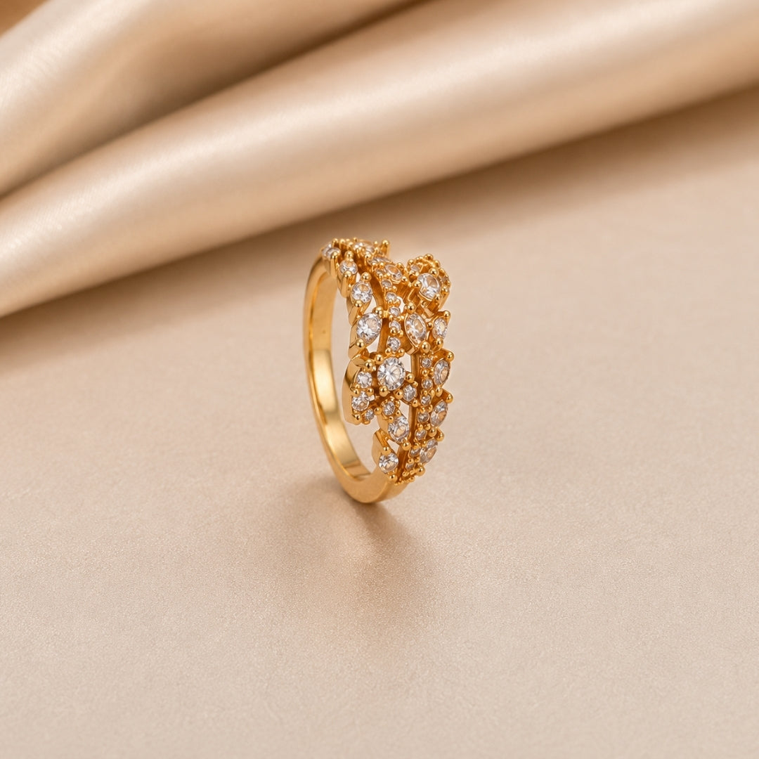 Miayaa Crystal Lattice Bloom Ring