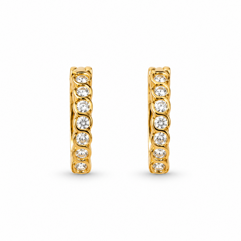 Miayaa Bezel Crystal Bar Hoop Earrings