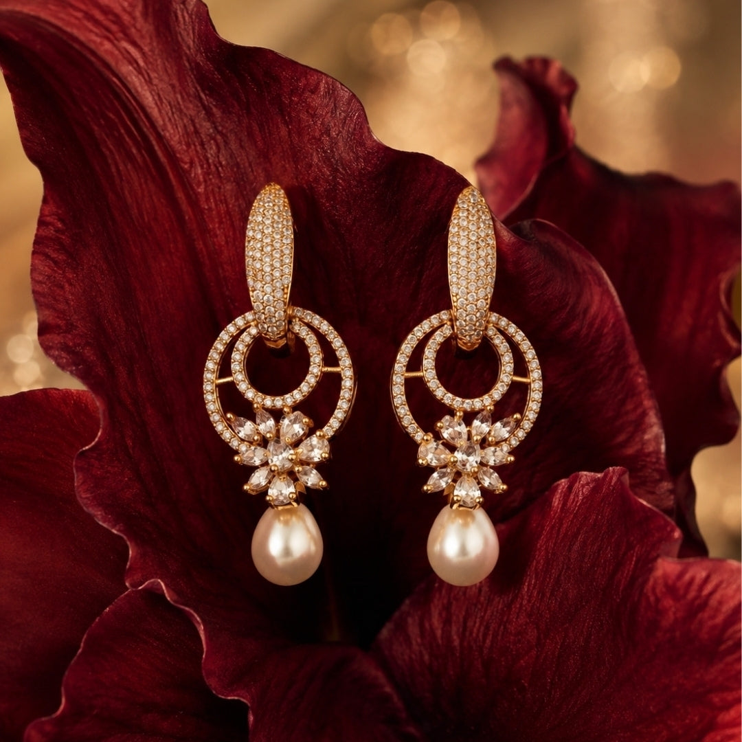 Miayaa Orb Pearl Drop Earrings