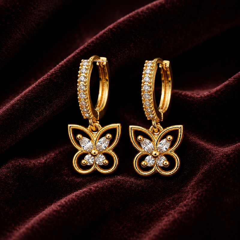 Miayaa Butterfly Charm Hoops