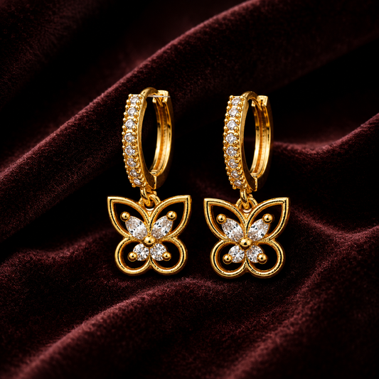 Miayaa Butterfly Solitaire Earrings – dark velvet lifestyle