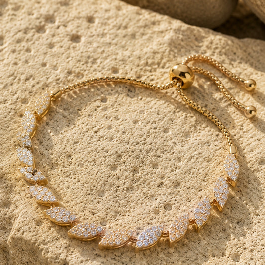 Miayaa Marquise Leaf Pavé Adjustable Bracelet