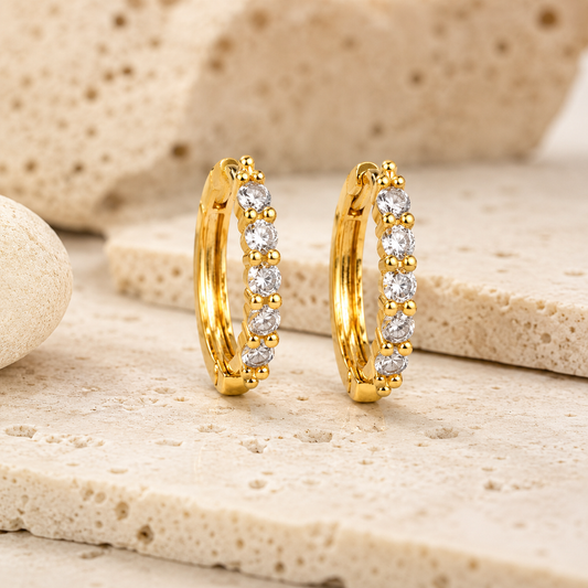 Miayaa Trio Solitaire Crystal Hoop Earrings