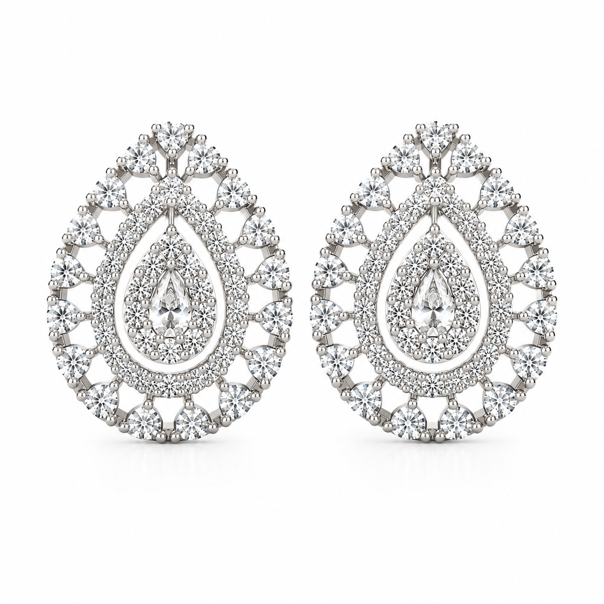 Miayaa Open Halo Studs – white background
