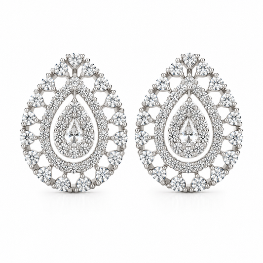 Miayaa Open Halo Studs – white background