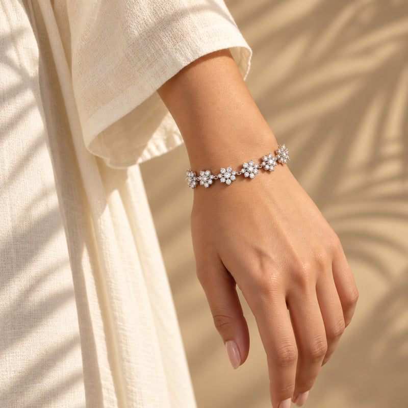 Miayaa Crystal Daisy Chain Adjustable Bracelet