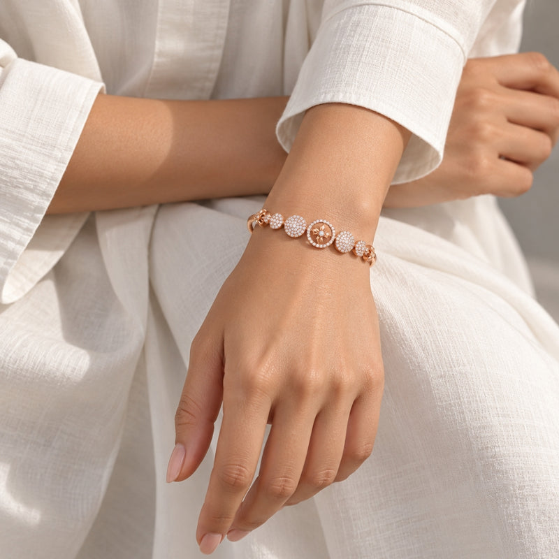 Miayaa Celestial Compass Pavé Disc Slider Bracelet