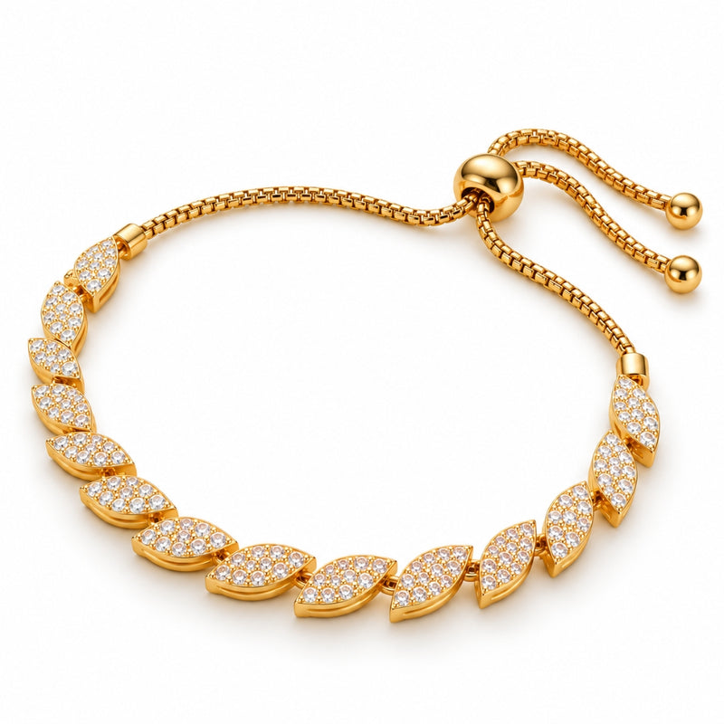 Miayaa Pavé Marquise Leaf Chain Adjustable Bracelet