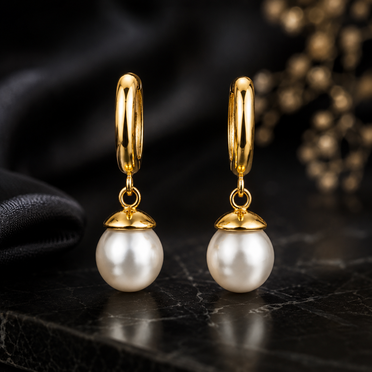 Miayaa Loop Charm Earrings – dark marble lifestyle