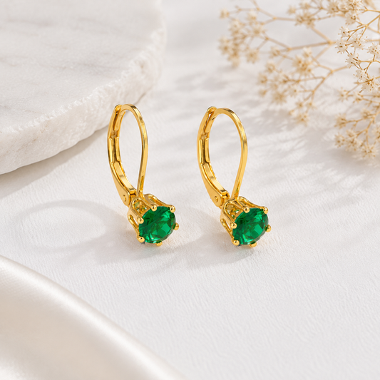 Miayaa Emerald Solitaire Earrings – marble lifestyle