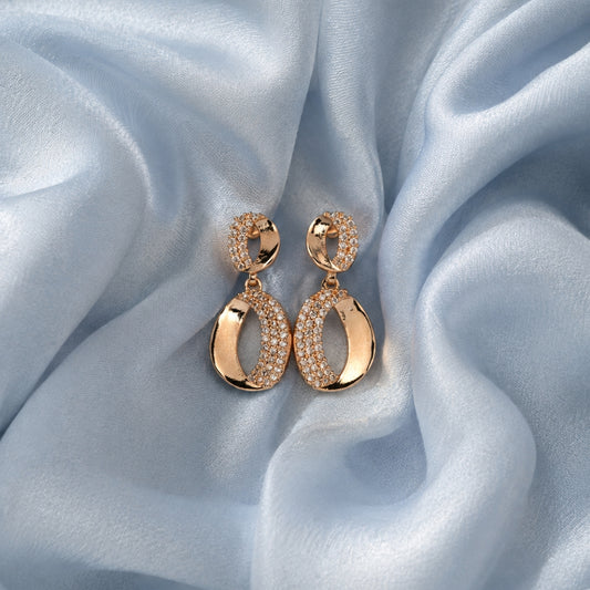 Miayaa Lumière Half Pavé Circle Drop Earrings
